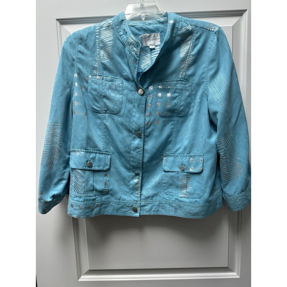 Erin London Button-Down Blazer Women’s‎ Size XL Artsy Boho Jacket Blouse Vtg 80s